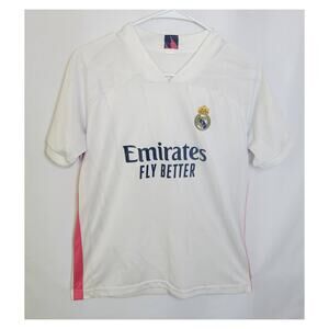 EMIRATES FLY BETTER Soccer Football Jersey Size S*Adult Polyester White Pink